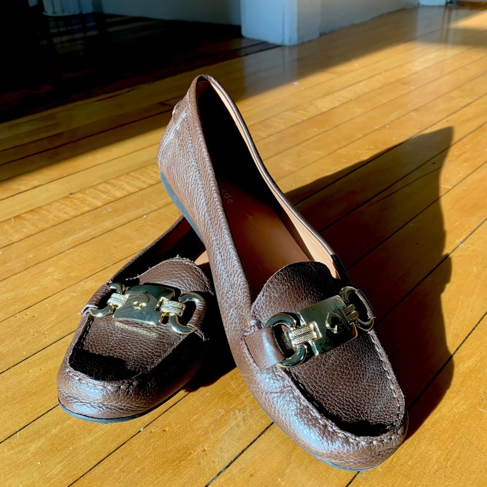 Kate Spade leather loafers with gold detail